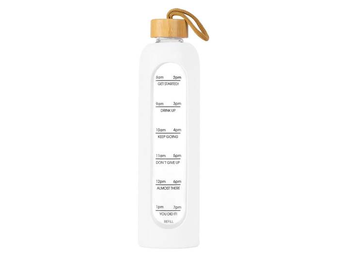 Intirilife Trinkflasche 900ml, Weiß, Glas, 0.9 L, leicht zu reinigen, Geschirr, Kannen & Karaffen, Trinkflaschen