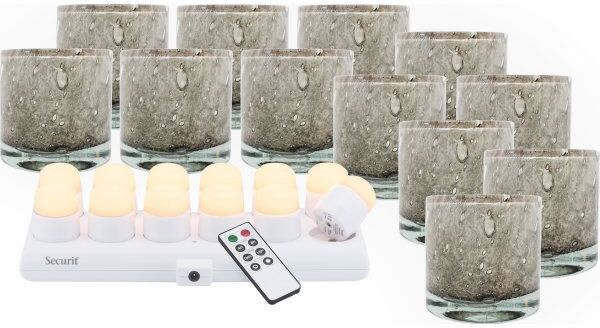 Securit® Ayla Grå Glasstage M/hvid Led, 12 Stk