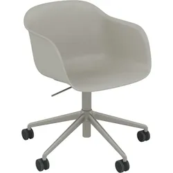 Fiber Swivel Sessel auf Rädern grau auf Aluminiumbeinen höhenverstellbar