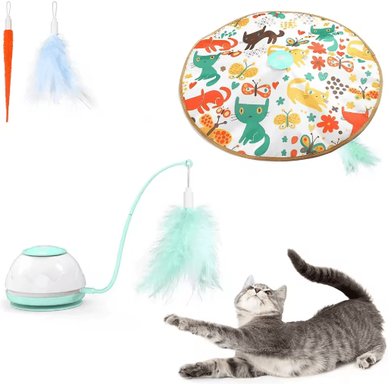 Inspire Picks Automatic Interactive Cat Wand Toy Motion Activated Feather Exercise Toy green