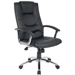 Realspace Rotterdam Chefsessel Wippmechanik Kunstleder Feste Armlehne Höhenverstellbarer Sitz Schwarz 110 kg