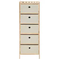 vidaXL Korb-Kommode mit 5 Stoffkörben Zedernholz Beige