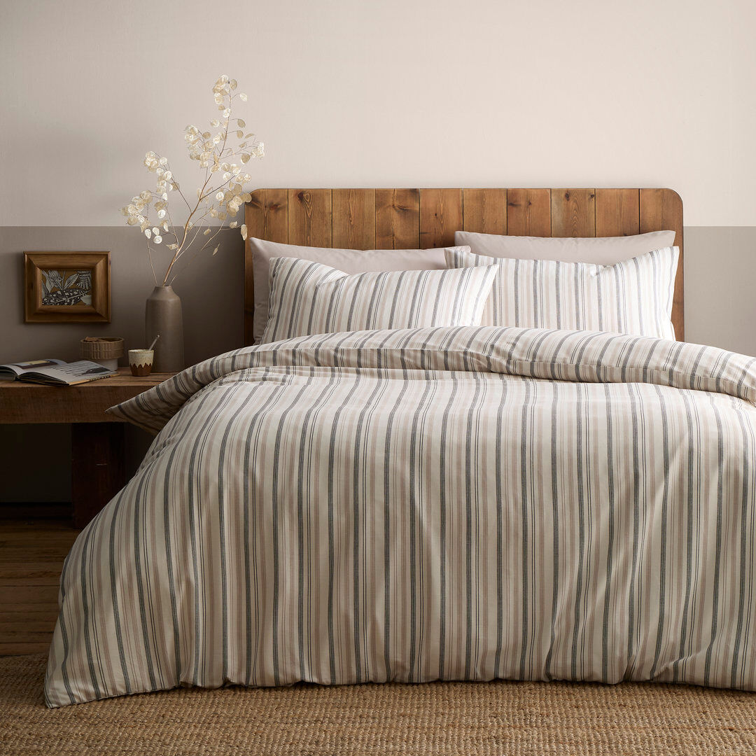 AppleTree Yarn Dyed Woven Thin Stripe Bedding Natural Double
