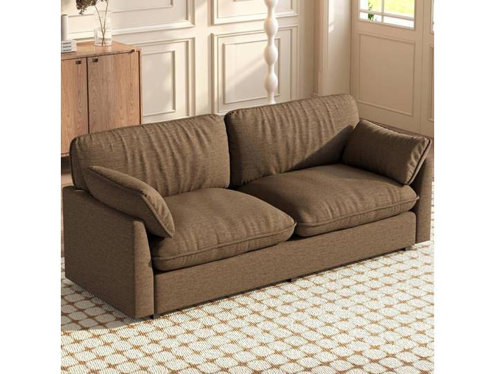 Guyii Canapé 2 Places 210 cm avec 2 Coussins Canapé Moderne 2 Places avec Coussins Extra Larges et Profonds pour Salon Marron