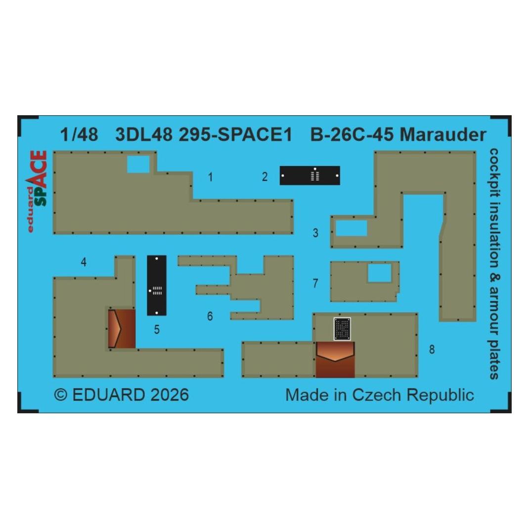 Eduard B-26C-45 Marauder cockpit insulation & armour plates SPACE for ICM (3DL48295)