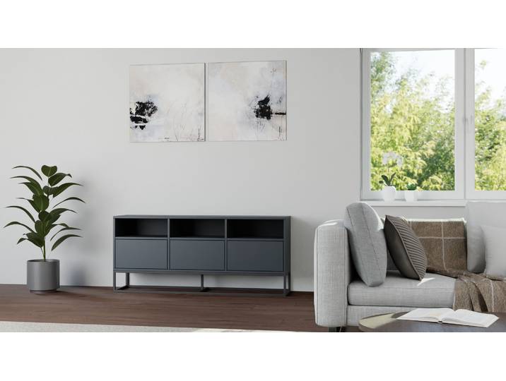 TV Sideboard – weiß/grau/schwarz Premium Dekore Schwarz