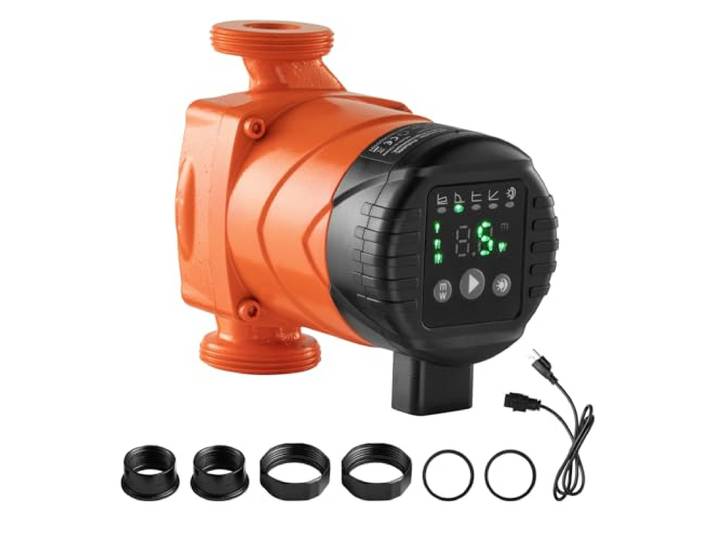VEVOR Pompe de circulation d'eau chaude\, hauteur de refoulement maximale 4 m\, pompe de chauffage à haut rendement\, 42 L/min\, raccord fileté\, clapet anti-retour\, pour système de chauffage domestique