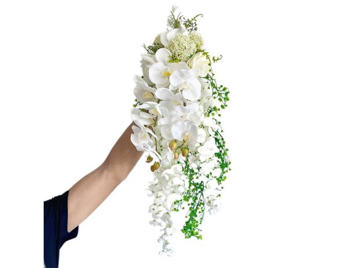 Bouquet de mariée en fleurs artificielles cascade, accessoires de photographie, bouquet de certificat de mariage pour couple