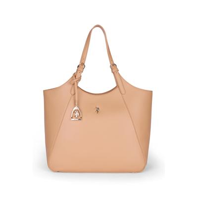 Tragetasche U.S. POLO ASSN. "JONES LARGE SHOPPING BAG SHOPPER Damen", Damen, Gr. B/H/T: 15cm onesize, camel, Polyurethan, Taschen, Tragetasche Damen, Shopper, Einkaufstasche, Fashion, Lifestyle, Sale