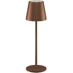 goobay Kabellose RGBW LED-Tischlampe braun, 11x36x11 cm