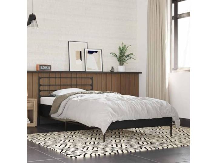 Holzwerkstoff und Metall stabil Schlafzimmer 100x200 cm Schwarz Bettgestell Schwarz 100x200 cm Holzwerkstoff und Metall Stabil mit Kopfteil Lattenrost Ohne Matratze Schlafzimmer Möbel
