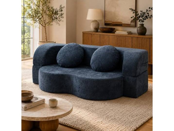 FXLKLUXE Rahmenloses Schlafsofa,Bodensofa aus waschbarem Chenille Schaumstoff mit hoher Dichte, vakuumverpackt, rahmenloses Design, ideal für kleine Räu