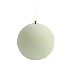 Piffany LED Kerze rund, Samt, Sage grün, 8x8cm
