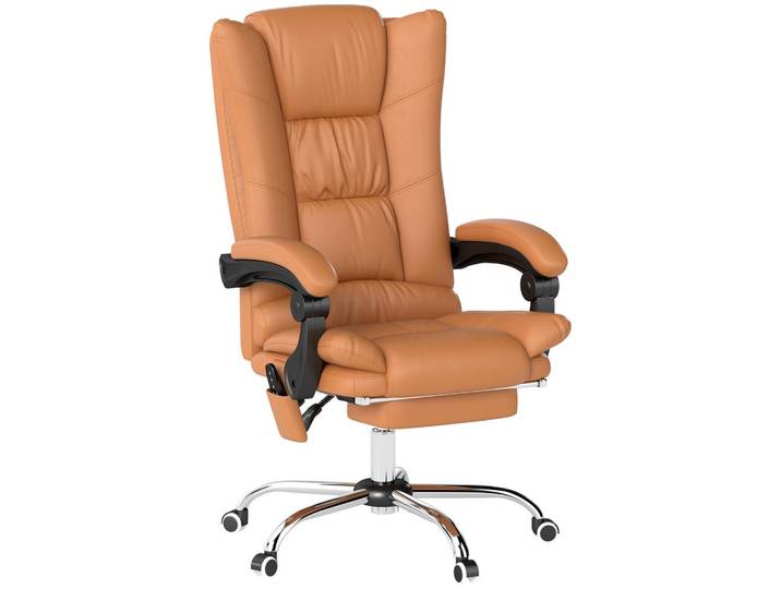 Vinsetto Bürostuhl mit Massagefunktion Ergonomischer Chefsessel mit Heizfunktion, Braun, Kunststoff, 70x118x64 cm, Büromöbel, Bürostühle, Drehstühle