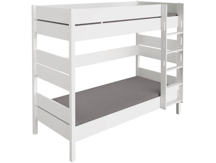 Spielbett PAIDI TIAGO in verschiedenen Größen und Farben, Etagenbett mit Leiter , weiß (kreideweiß, kreideweiß, kreideweiß), B:106,3cm H:180,6cm L:210,4cm, Betten, Rausfallschutz, geprüfte Sicherheit, umbaubares Bett mit Massivholz