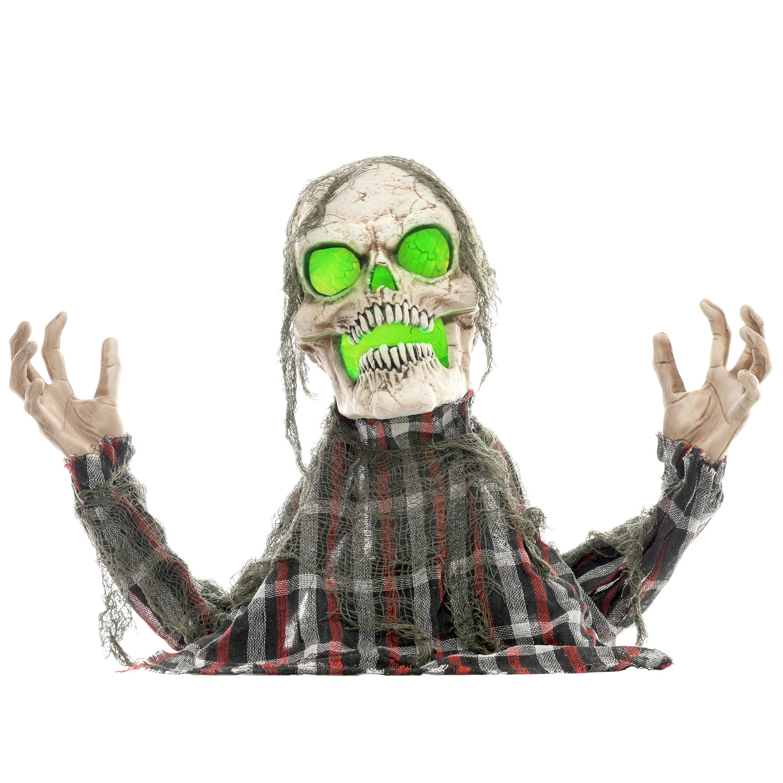 HOMCOM Halloween Decoratie Griezelige Grondverschijning met Buigzame Armen, Gloeiende Ogen en Geluidseffecten, Hoogte: 90 cm