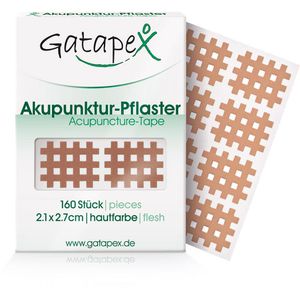 Gatapex Gittertape Akupunktur-Pflaster, Typ A, 160 Strips, wasserfest, sensitiv, elastisch, beige, 2,7 x 2,1cm