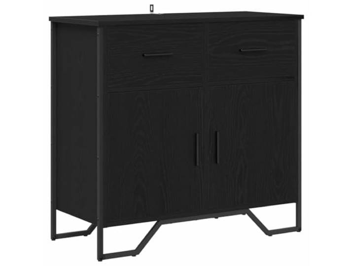 HKTMGDNG Sideboard 79,5x35,5x74,5 cm Schwarz Eichen-Optik 2 Türen Kompakter Beistellschrank für Flur und Esszimmer mit zwei Schubfächern für strukturierte Organisation.