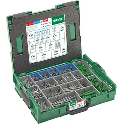 SPAX Elektriker L-BOXX, T-STAR plus, 1.200 SPAX Halbrundkopf + 250 Dübel + 6 Bits