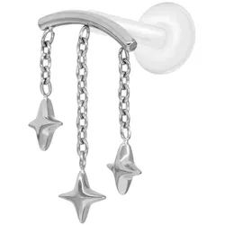 PTFE Labret mit Innengewinde + Titan-Aufsatz BOGEN + 3 STERNE
