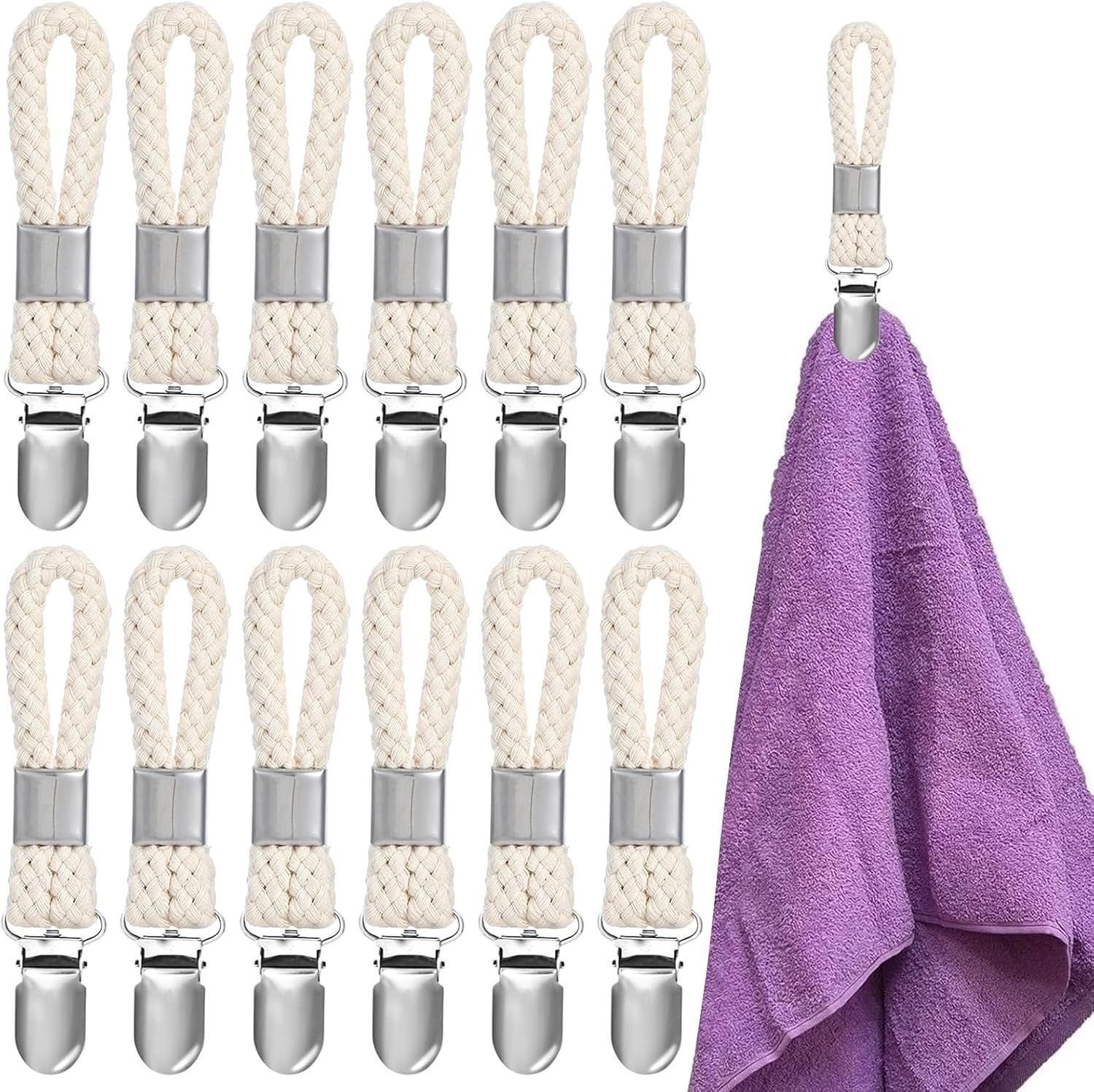 12 Stuks Handdoekclips met Lussen voor Keuken, Badkamer en Camping