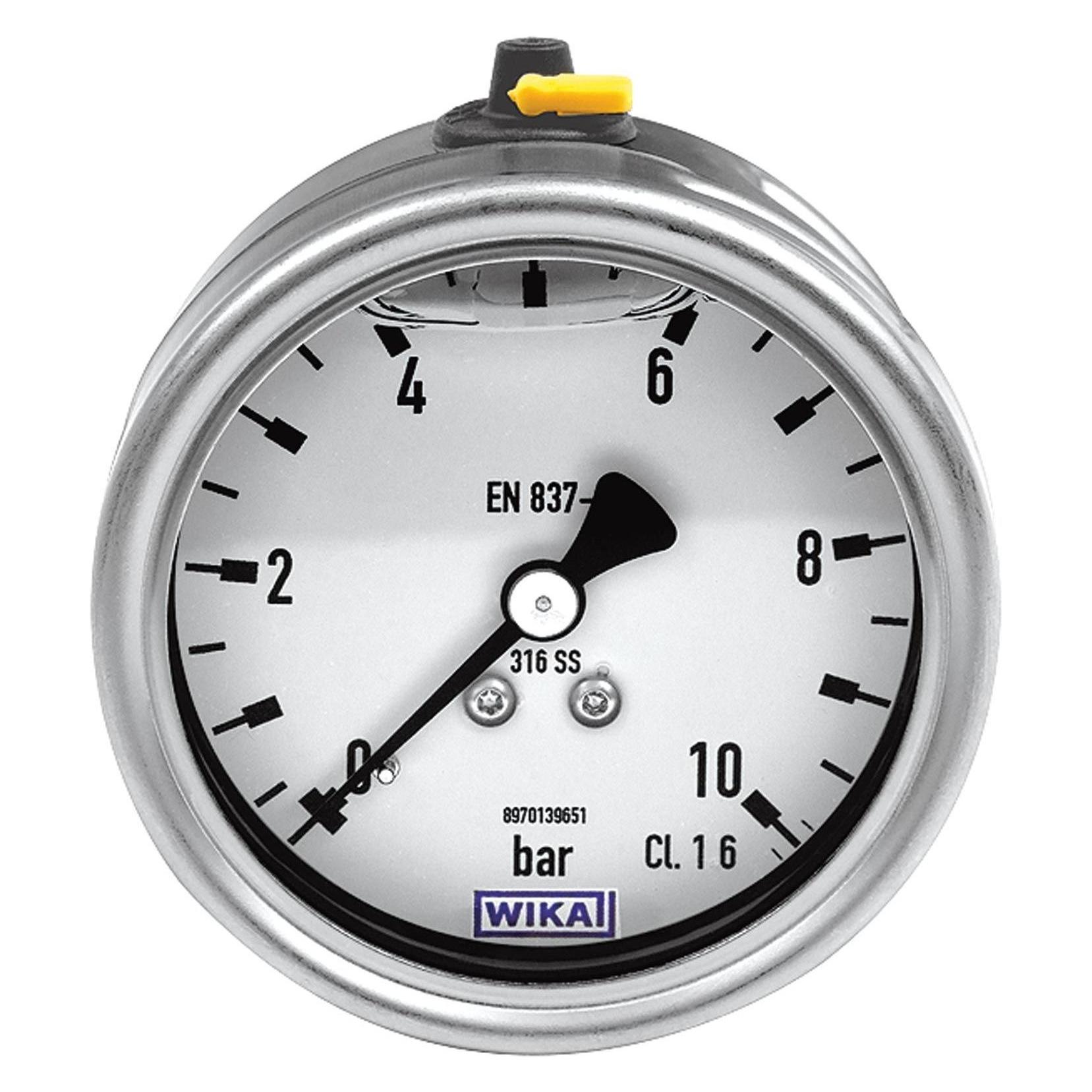 Riegler Glyzerinmanometer CrNi-Stahl exzentrisch hinten 0 bis 40,0 bar 100 mm (4197)