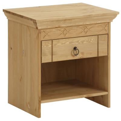 Nachtkommode OTTO HOME "Indra", beige (natur), B:50cm H:51,5cm T:38cm, Massivholz, Sideboards, Nachttisch mit dekorativen Fräsungen, Breite: 50 cm