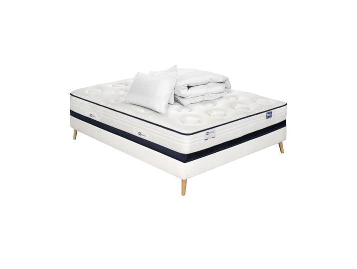 Ensemble Inedit\, Matelas Hybride 140x200\, Ferme H27 + Sommier + Couette + 2 Oreillers