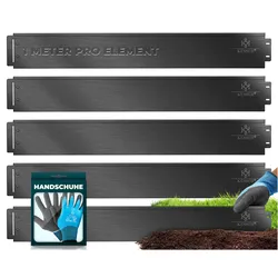 KESSER® Rasenkante Beeteinfassung Beetumrandung 5 bis 50m Beetbegrenzung Rasenbleche Mähkante Metall Palisade Inkl. Handschuhe