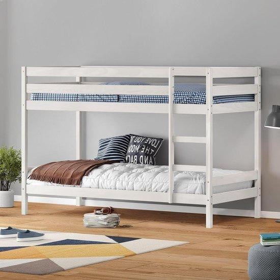 IDIMEX Stapelbed voor kinderen van massief hout, Wit, 90 x 200 cm
