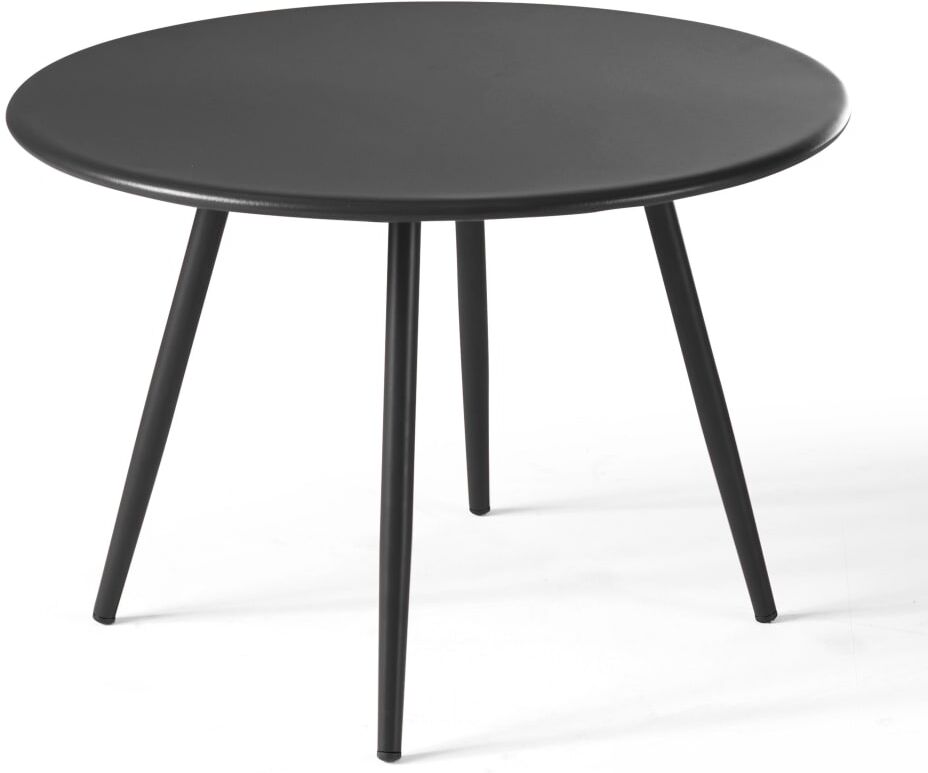 Oviala Lot de 2 tables basses ronde en acier anthracite Gris 0x34cm