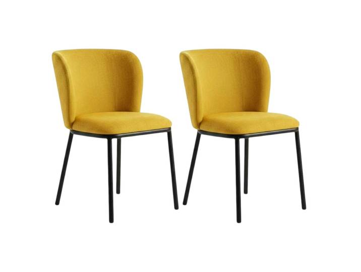 Chaise tissu moutarde dossier courbe (x2)