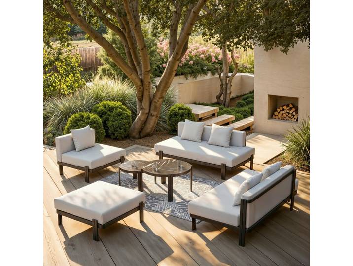 Gartenlounge 265/73,5/265 cm 6-teilig Metall, Kunststoff, Textil