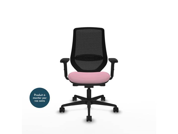 Piqueras y Crespo MARDOS Fauteuil ergonomique Dossier Maille - Accoudoirs 2D - Assise Rose