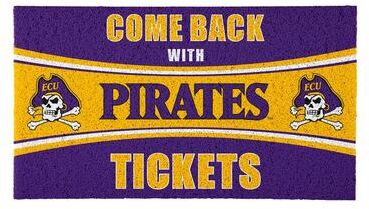 Evergreen "East Carolina University 28 in. x 16 in. PVC ""Come Back With Tickets"" Trapper Door Mat"