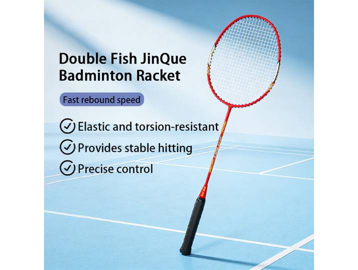 DOUBLE FISH JinQue Lot de 2 raquettes de badminton 1503 en carbone et aluminium - Rouge