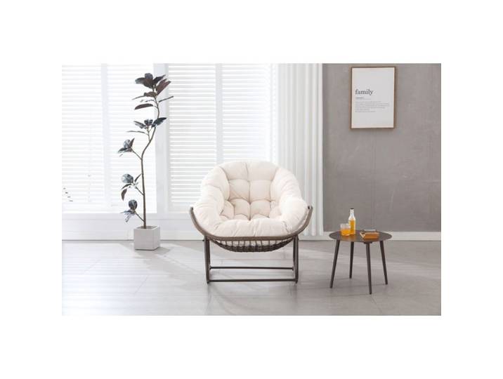 Fauteuil à bascule œuf osier surdimensionné intérieur extérieur coussin épais salon balcon jardin terrasse blanc 90x106x78cm