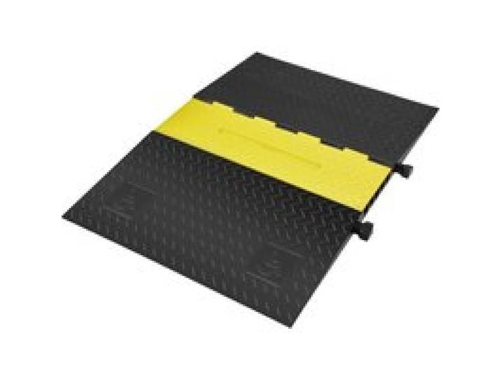 VEVOR Rampe Protection Câble à 5 Canaux Passage de Câble au Sol Caoutchouc 114,5x80x5 cm Passe Câble Ralentisseur Charge 10000 kg avec Couvercle Supérieur Rabattable pour Routes, Parkings, Noir/Jaune