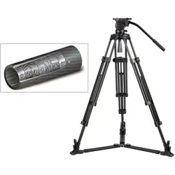 Swit TOWER150C Carbon-fiber Camera Tripod KIT, with TH150 Fluid Video Head, Ground Spreader (Carbon), Stativ, Schwarz