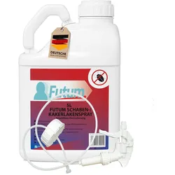 FUTUM 5L Schabenspray / Kakerlakenspray bekämpft Insekten, Eier, Larven ohne Biozide auf Wasserbasis,  Sofortwirkung ohne Flecken  + 5L Sprüher