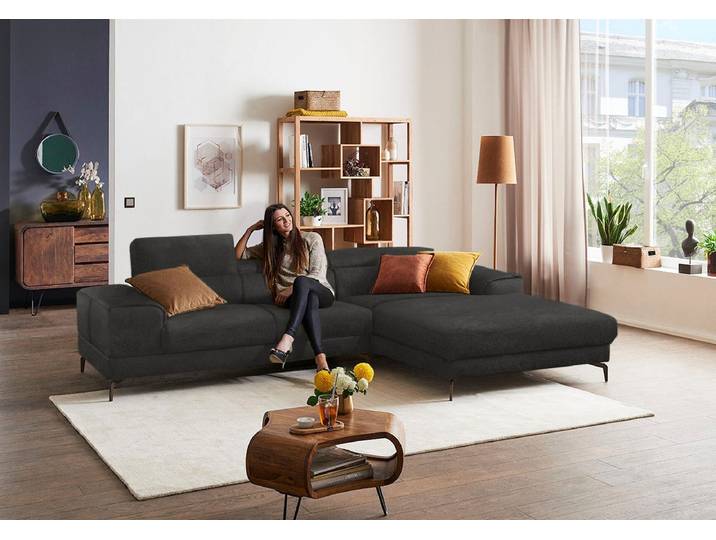 Ecksofa, 303x193 cm, Chenille, Grau, Kopfteilverstellung, Modern, W.SCHILLIG