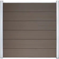 KAHRS WPC Zaunfeld-Set "Lübeck XL", braun, 6 Zaunbretter 20x307 mm, inkl. Alustart- & Endleiste in silber + Fixierungsstange (exkl. Pfosten), 180x180 cm