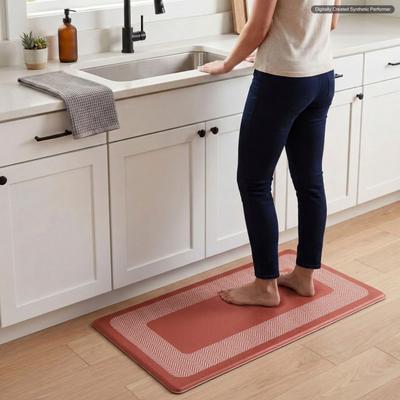 Chef Gear Hettie Herringbone Border Wellness Kitchen Mats