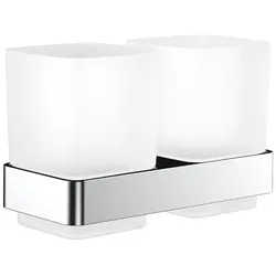 emco loft Doppel-Glashalter, satiniertes Kristallglas, Wandmodell, 052500100, Farbe: Chrom