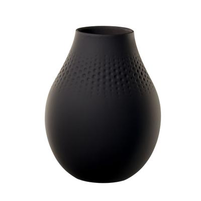 Dekovase VILLEROY & BOCH "Vase Perle Manufacture Collier 20 cm", schwarz (noir), Vasen