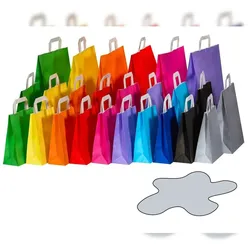 VEPATIM 50x Papiertragetaschen Papiertaschen Flachhenkel 18x8x22cm grau 70gr.