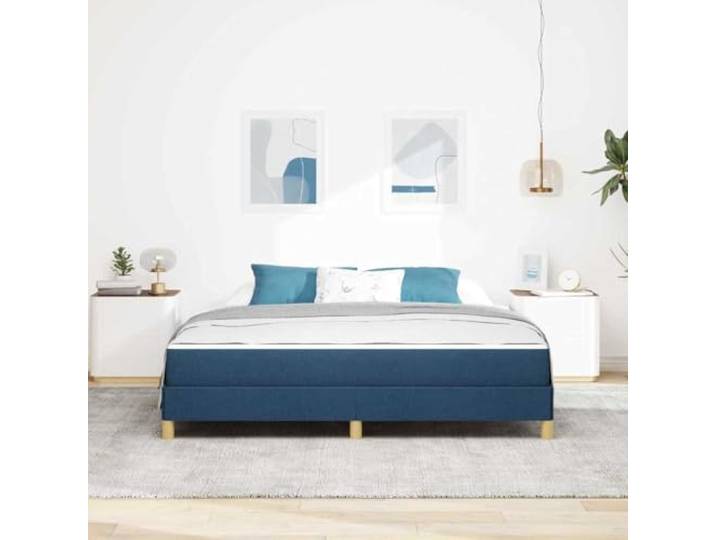 KTHLBRH Boxspringbett mit Matratze blau 180 x 200 cm Stoffbezug, technisches Holz, modernes Design, Box Spring für Schlafzimmer