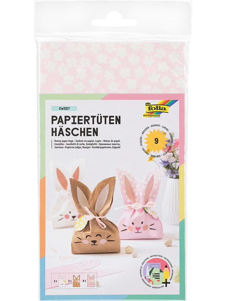 folia PAPER Papiertüten-Bastelset "Häschen" in Rosa/ Braun/ Weiß - onesize