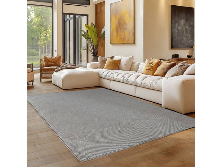 Carpettex Tapis 200x290 cm Gris Uni Scandinave Doux Résistant Facile à Nettoyer Grand Tapis Salon Chambre.