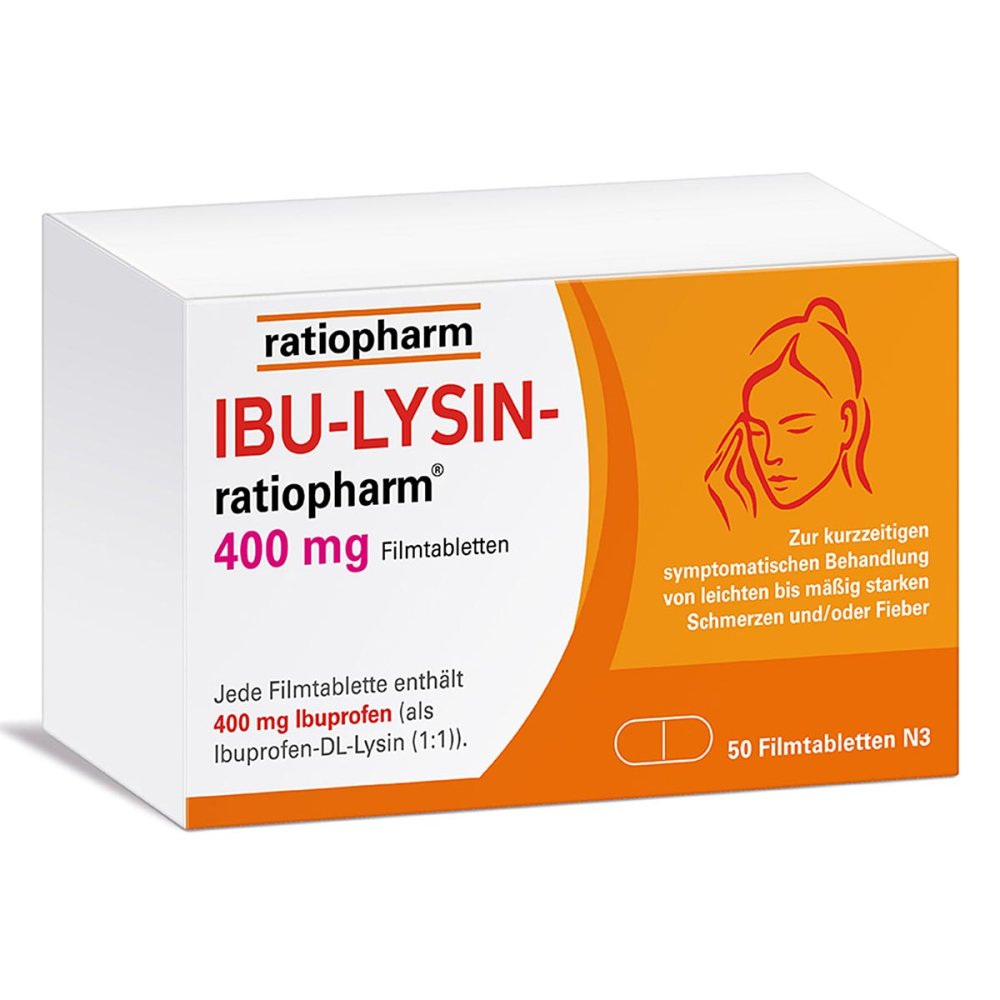 ratiopharm GmbH IBU LYSIN ratiopharm 400 mg Filmtabletten 16197884